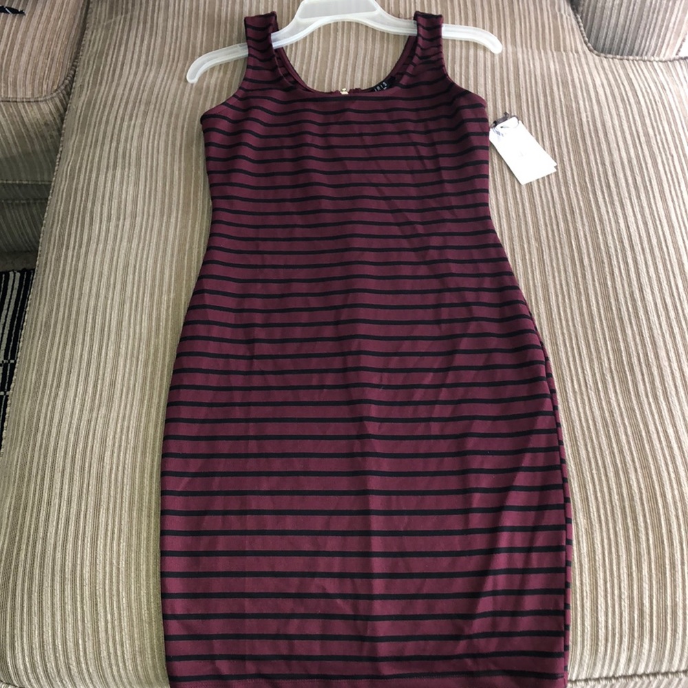 Purple black striped dress